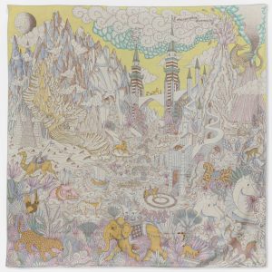 Hermes Naturel/Jaune/Rose Cashmere, Silk Cosmographia Universalis Cashmere 140 Shawl, Scarves & Shawls - Luxury Closet