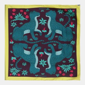 Hermes Multicolor Silk 'Les Leopards' Printed Silk Scarf 90, Scarves & Shawls - Luxury Closet