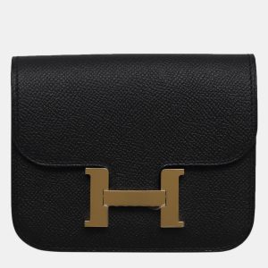 Hermes Black Epsom Leather Constance Slim Wallet, Wallets & Money Clips - Luxury Closet