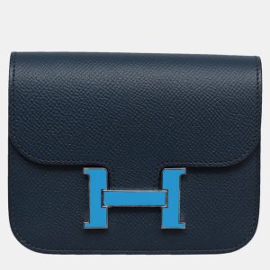 Hermes Constance Slim Blue Epsom Calfskin Leather Wallet Bag, Wallets & Money Clips - Luxury Closet