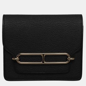 Hermes Roulis Black Mysore Goatskin Leather Wallet Bag, Wallets & Money Clips - Luxury Closet