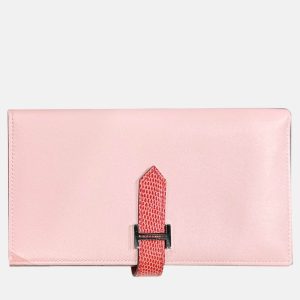 Hermes Pink Lizard Leather Bearn Wallet, Wallets & Money Clips - Luxury Closet