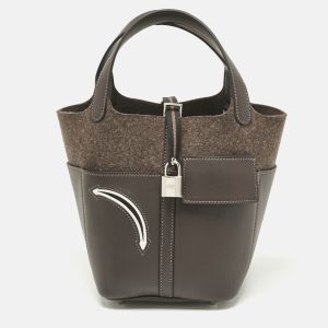 Hermès Ebene Swift Leather and Feutre Picotin Lock 18 Go Team Bag, Tote Handbags - Luxury Closet