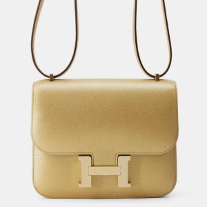 Hermes Dore Chamkilight Chevre Constance III Mini Bag, Shoulder Bags - Luxury Closet