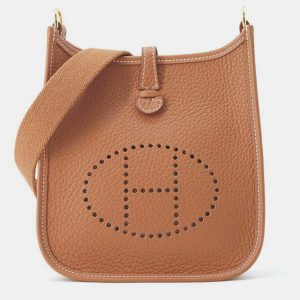 Hermes Gold Taurillon Clemence Evelyne TPM Bag, Tote Handbags - Luxury Closet