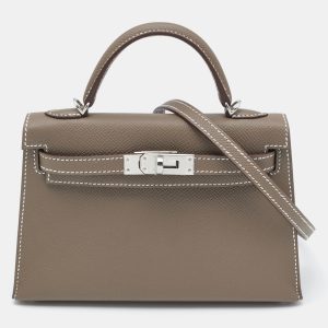 Herm&egrave;s Etoupe Epsom Leather Palladium Finish Mini Kelly II Sellier 20 Bag, Satchels - Luxury Closet catalog