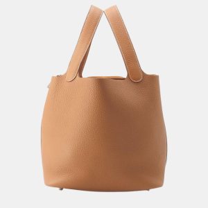 Hermes Gold Taurillon Clemence Picotin Lock 22 Handbag, Tote Handbags - Luxury Closet