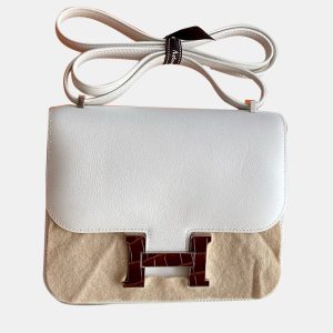 Hermes White Evercolor Leather Constance 19 Shoulder Bag, Shoulder Bags - Luxury Closet catalog