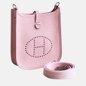 Hermes Pink Leather Mini Evelyne Shoulder Bag, Tote Handbags - Luxury Closet catalog