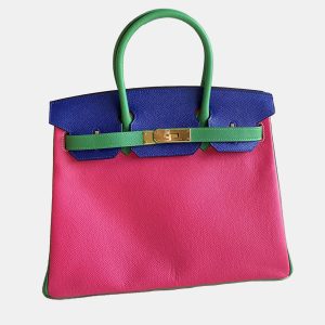 Hermes Tricolor Epsom Leather Gold Finished Birkin 30 Bag, Tote Handbags - Luxury Closet