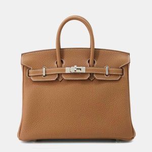 Hermes Gold Togo Leather Birkin 25 Top Handle Bag, Tote Handbags - Luxury Closet catalog