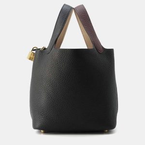 Hermes Black, Macassar & Beige Marfa Taurillon Clemence Leather Picotin Lock 18 Bag, Tote Handbags - Luxury Closet catalog