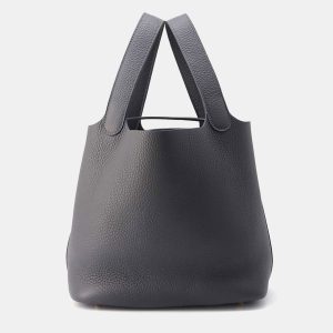Hermes Ardoise Taurillon Clemence Leather Picotin Lock 22 Bag, Tote Handbags - Luxury Closet catalog