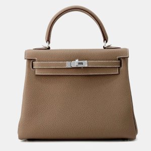 Hermes Etoupe Togo Leather Kelly 25 Top Handle Bag, Tote Handbags - Luxury Closet catalog