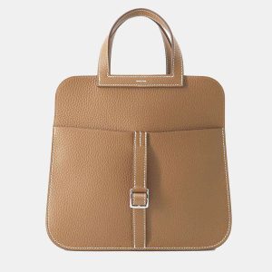Hermes Gold Taurillon Clemence Halzan 25 Tote Bag, Tote Handbags - Luxury Closet catalog