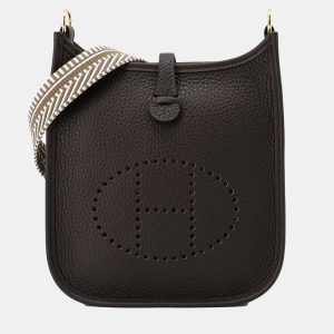 Hermes Ebene/Etoupe Taurillon Clemence Evelyne Amazon Sangle Zig Zag TPM Shoulder Bag, Tote Handbags - Luxury Closet catalog