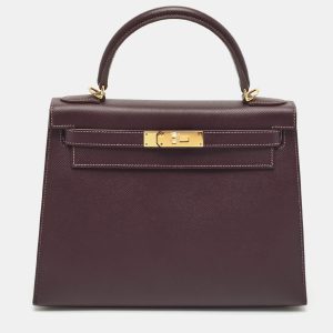 Hermès Raisin/Bleu de Malte Epsom Leather Gold Finish Kelly Sellier 28 Bag, Satchels - Luxury Closet catalog