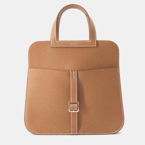 Hermes Gold Taurillon Clemence Halzan 25 Tote Bag, Tote Handbags - Luxury Closet catalog