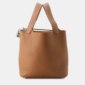 Hermes Picotin Lock 18 Gold Taurillon Clemence Leather Top Handle Bag, Tote Handbags - Luxury Closet catalog