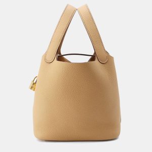 Hermes Picotin Lock 18 Biscuit Taurillon Clemence Leather Top Handle Bag, Tote Handbags - Luxury Closet catalog