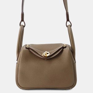 Hermes Lindy Mini Etoupe Taurillon Clemence Leather Shoulder Bag, Handbags - Luxury Closet catalog