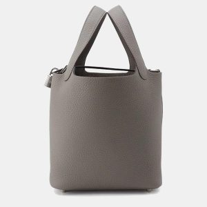 Hermes Picotin Lock 18 Gris Meyer Taurillon Clemence Leather Top Handle Bag, Tote Handbags - Luxury Closet catalog