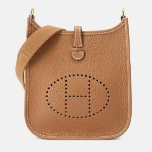 Hermes Evelyne TPM 16 Gold Taurillon Clemence Leather Crossbody Bag, Tote Handbags - Luxury Closet catalog