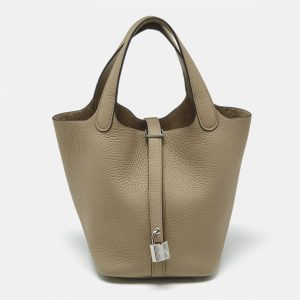 Hermès Beige Marfa Taurillon Clemence Leather Picotin Lock 18 Bag, Tote Handbags - Luxury Closet