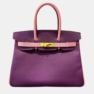 Hermes Birkin 30 Anemone Purple and Rose Sakura Epsom Leather Handbag, Tote Handbags - Luxury Closet