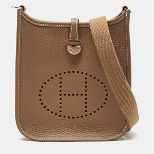 Hermes Gold Taurillon Clemence Leather Evelyne TPM Bag, Handbags - Luxury Closet