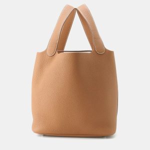 Hermes Picotin Lock 22 Gold Taurillon Clemence Bucket Bag, Tote Handbags - Luxury Closet