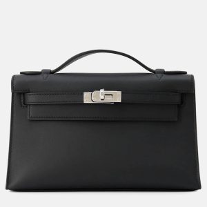 Hermes Pochette Kelly Black Swift Leather Clutch, Satchels - Luxury Closet catalog