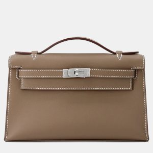 Hermes Pochette Kelly Etoupe Swift Leather Clutch, Clutches & Special Occasion Bags - Luxury Closet catalog