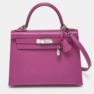 Hermès Rose Pourpre Epsom Leather Silver Finish Kelly Sellier 28 Bag, Satchels - Luxury Closet catalog