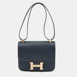Herm&egrave;s Bleu Indigo Epsom Leather Rose Gold Finish Constance III 24 Bag, Shoulder Bags - Luxury Closet catalog