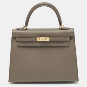 Hermes Etain Epsom Leather Gold Finish Kelly Sellier 25 Bag, Satchels - Luxury Closet catalog