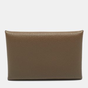 Herm&egrave;s Etoupe Epsom Leather Calvi Card Holder, Wallets & Money Clips - Luxury Closet catalog