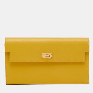 Hermes Jaune De Naples Evercolor Leather Kelly Pocket Long Wallet, Wallets & Money Clips - Luxury Closet catalog