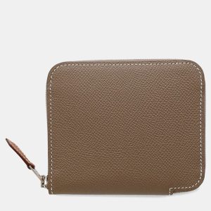 Hermes Azap Compact Silk In Etoupe Epsom Wallet, Wallets & Money Clips - Luxury Closet