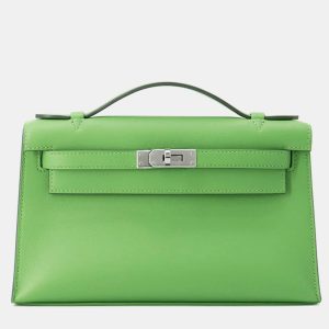 Hermes Kelly Vert Yucca Swift Leather Pochette, Satchels - Luxury Closet catalog