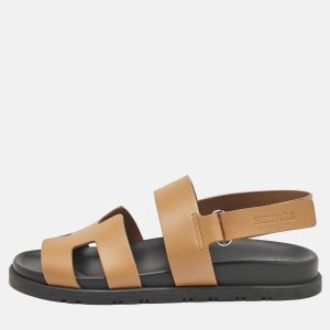 Hermes Brown Leather Genius Sandals Size 37.5, Sandals - Luxury Closet catalog