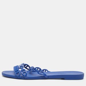 Hermes Blue Rubber Chaine d'Ancre Rivage Flat Slide Sandals Size 39, Sandals - Luxury Closet