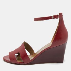 Hermes Burgundy Patent Leather Legend Wedge Sandals Size 42, Sandals - Luxury Closet catalog
