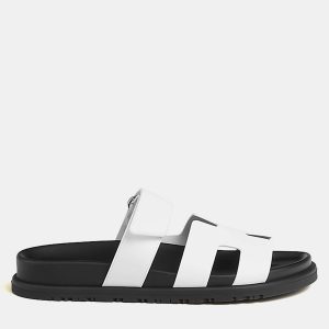 Hermes Chypre Sandal Size 41.5 Blanc Calfskin, Sandals - Luxury Closet
