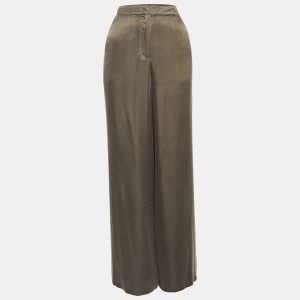 House Of Harlow 1960 X Revolve Green Satin Wide Leg Trousers M, Clothing - Luxury Closet