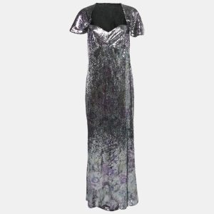 INGIE Paris Purple/Silver Sequin Sweetheart Neck Gown M, Dresses - Luxury Closet