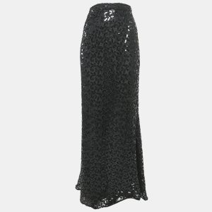 Ingie Paris Black Sequin Lace Maxi Bropai Skirt XL, Skirts - Luxury Closet