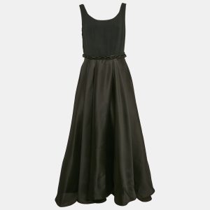 INGIE Paris Black Silk and Crepe Sleeveless Long Dress M, Dresses - Luxury Closet