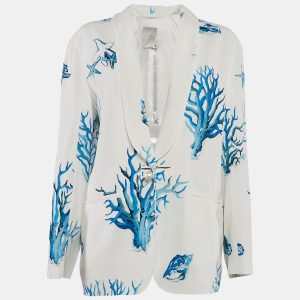 INGIE Paris White Coral Print Crepe Single Breasted Blazer S, Coats & Jackets - Luxury Closet catalog