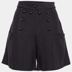 Isabel Marant Navy Blue Virgin Wool Buttoned Shorts M, Shorts - Luxury Closet